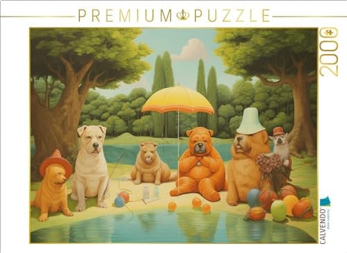 CALVENDO Puzzle Sechs Hunde verbringen den Tag am See | 2000 Teile Lege-Größe 90 x 67 cm Foto-Puzzle für glückliche Stunden