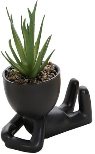 Joyivike Figur Blumenvase - Keramik Sukkulentententöpfe In Menschlicher Körperform | Ästhetischer Klein-er Blumentopf | Dekorative Tisch Blumentopf | Keramik Kopf-Gesichtspflanzer Für Sukkulenten