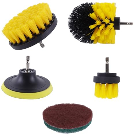 AUMAYCO Drill Brushes for Cleaning, 6 Pack Drill Brush Attachment, All Purpose Drill Scrub Brushes Kit, Great for Cleaning Cars, Carpets, Bathroom, Showers, Floor, Grout, Pipe, Toilet, Tile, Kitchen