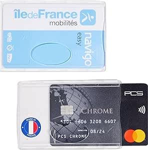 Idée Pro Mobilité® Lot de 2 Étuis Porte-Cartes Rigides Transparents – Protection Cartes Bancaires, Navigo, Badges – Format Compact 9x6 cm – Fabriqué en France