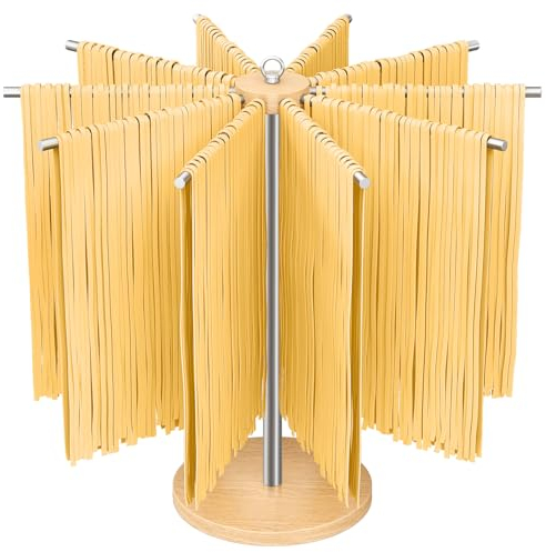 STWWO Nudel-Trockenständer, 304 Edelstahl, Nudelständer mit Griff, Abnehmbarer Ständer, Nudeltrockner für hausgemachte frische Spaghetti, Tagliatelle, Fettuccine