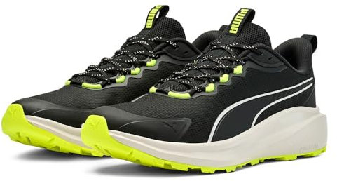Puma Skyrocket Lite Trail Adult Unisex Straßen-Laufschuh, Black-Feather Gray-Yellow ALERT, 39