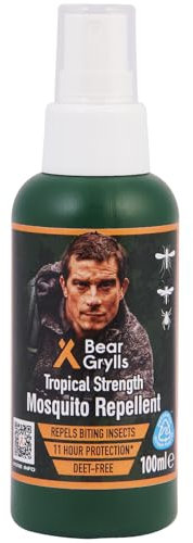 Bear Grylls Mosquito Repellent Spray 100ml | Crafted for Adventure | DEET-Free | Long-Lasting Protection | Insect Repellent | Tropical Strength