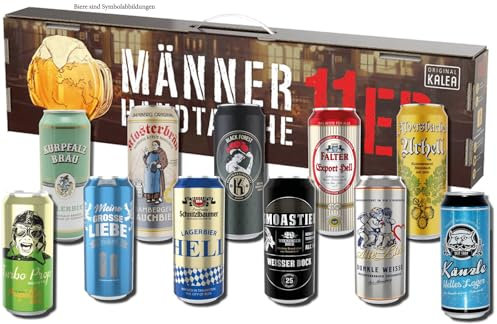 Kalea | Männerhandtasche 11er Dosen | 11 x 0,5l Dosen | Bier aus Privatbrauereien | Witzige Geschenksidee für Bierliebhaber | Vatertag | Geburtstag (MHT 11er Dose)