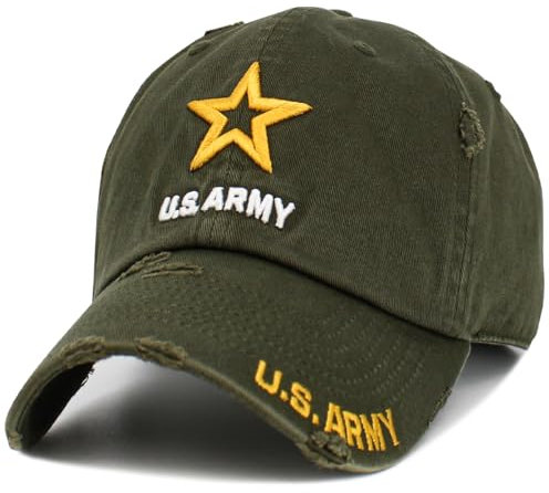 KBETHOS® US Army Offiziell lizenzierte Baseballkappe, Militär, verstellbare Mütze, Olivfarbenes offizielles Logo, Vintage, Einheitsgr��e