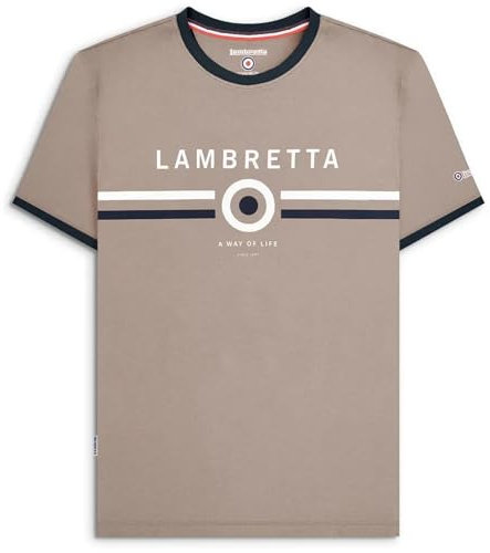 Lambretta Mens Target Ringer Retro T-Shirt - Cinder - XL Brown