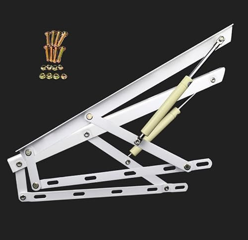 2 Pcs Spring Hinges Folding Lift Up Hardware Fitting,Bed Hinge Folding Top Lifting Frame for Furniture,Tatami Accessories,Spring Hinge Gas Springs,Pneumatic Storage Bed Lift Mechanism,Steel