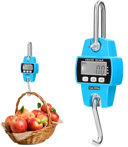 WIYETY Digitale Hängewaage 300KG, Hängende Waage, Kofferwaage Digital mit Haken, Mini tragbare Waage mit Haken, LCD Digital Gepäckwaage, Hängewaage für Bauernhof, Fabrik, Jagd (Blau)