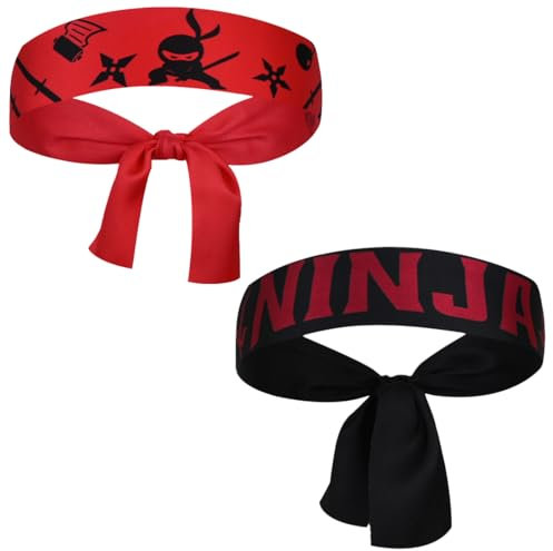 YAPKOLV 4 Stück Ninjas Party Stirnband, Ninja Party Zubehör, Ninjas Party Favors, Ninja Kopfband, Kinder Geburtstagsdeko, Ninja Gastgeschenke für Karate, Weihnachten, Geburtstagsparty