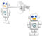 Monkimau Roboter Kinder Ohrringe | 925 Silber | Mädchen Ohrstecker Schmuck | Hypoallergen & Nickelfrei | Kinderohrringe Geschenkidee