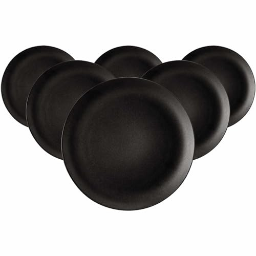 Seltmann Weiden Liberty Velvet Black Speiseteller 6er Set, 28 cm, Runde Essteller mit mattem Finish, Spülmaschinen- und Mirkowellenfest, Porzellan, Schwarz