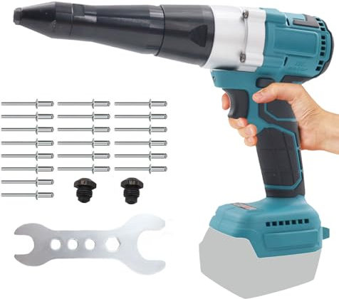 Hocomay Remachadora de batería para batería Makita de 18 V-21 V, juego de tuercas de remache portátil para remaches de acero inoxidable de 2,4-5 mm, herramienta de remachado eléctrico sin escobillas