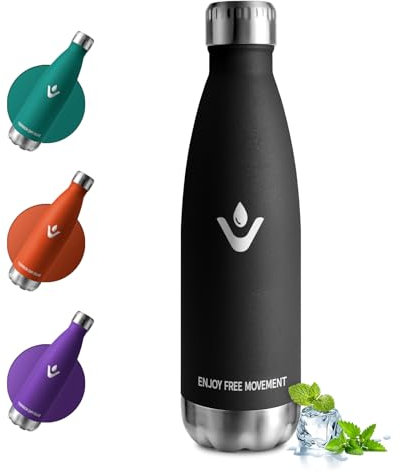 Trinkflasche 500ml, Isolierflasche BPA-Frei Auslaufsicher, Thermosflasche Kohlensäure Geeignet, Vakuum Thermosflasche, Wassflasche Edelstahl für Sport, Erwachsener, Kinder, Fussball, Uni, Reisen