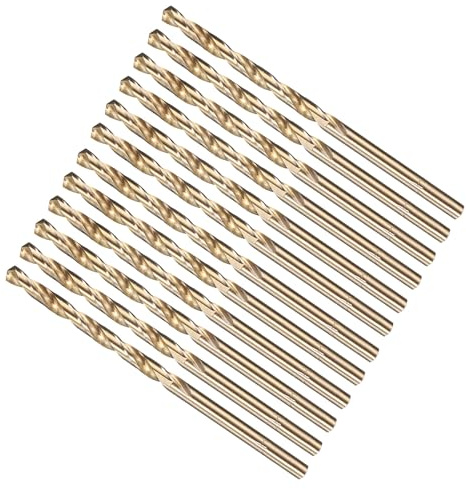 METALLIXITY 4mm Drill Bit (#21) 12Pcs, M2 High-Speed Steel Micro Number Bits Bits Spiral Flute 135°Point Tip Gold for Stainless steel Iron Copper Aluminum Hard Metal