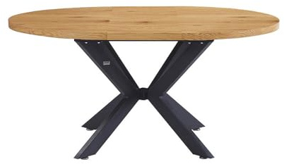 Home Deluxe – Esstisch-Set Aventura mit 6 Stühlen IKALO Creme – Farbe: Light Oak, Maße: 120–160x76x12 cm, inkl. Sternfuß & Polsterstühlen I Essgruppe Esszimmermöbel Ausziehtisch Esszimmerstuhl Set