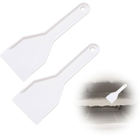 2x Eiskratzer Gefrierschrank, stabiler Kühlschrank Eisschaber, Kunststoff | Schonende Reinigung am Auto, ergonomischer Handgriff zur Enteisung gefrorener Flächen, weißes Haushaltszubehör