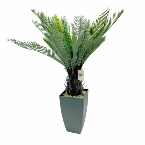 Leaf and Stone Kunstpalme 75 cm im modernen Topf – hochwertige künstliche Palme mit realistischen Palmwedeln – pflegefreie Zimmerpflanze – Elegante Deko-Pflanze für Wohnzimmer, Büro & Empfangsbereich