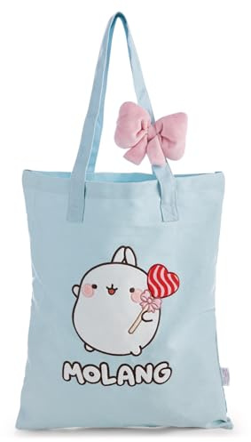 Tragetasche MOLANG 44x38cm - blau - Stilvolle Einkaufstasche mit Applikation und Plüsch-Schleife, perfektes Accessoire für Alltag, Einkäufe & Freizeit – süßes Geschenk für Fans & Kinder | 62793