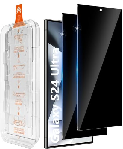Aerku Sichtschutz Schutzfolie für Samsung Galaxy S24 Ultra für Panzerglas | [2 Stück] Blasenfreie Auto Montage, 9H Privacy Schutzglas, Schwarzer Rand Anti-Spy Panzer Schutz Glas Folie
