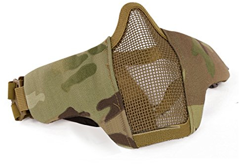 GES Faltbare Taktische Half Face Maske Outdoor Maske Schützende Mesh Riding Breathable Maske für Airsoft Paintball CS mit verstellbaren Gürtel Strap (CP)