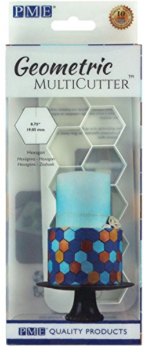 PME Geometric MultiCutter for Cake Design - Hexagon, Small Size, 0.75 Inch, White
