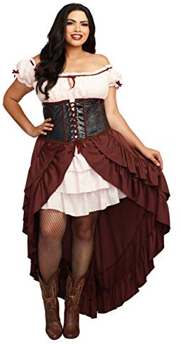Dreamgirl Women's Saloon Gal Plus Adult Sized Costumes, Brown, 1x