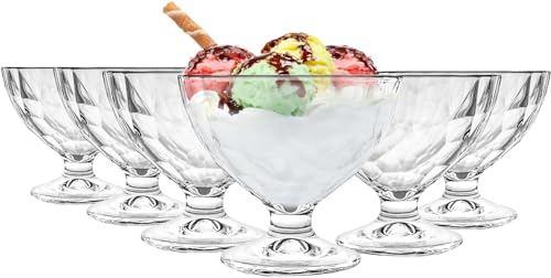 Bormioli Rocco Coppa per Gelato con Stelo - in Vetro con Trama Effetto Diamante - 360 ml - 12 Pezzi