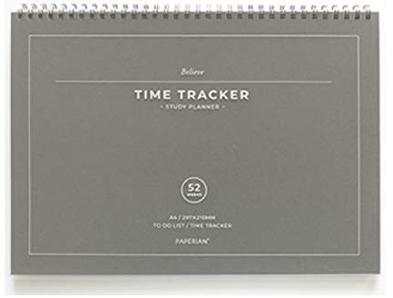 PAPERIAN Believe TIME Tracker - A4 Size Wirebound Undated Study Planner/to do List/Scheduler (Gray)