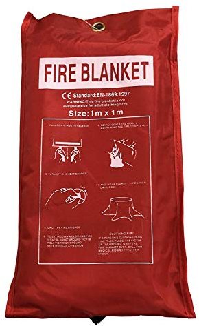 Guilty Gadgets Fire Blanket LARGE SIZE 1 X 1m | EASY & QUICK UNFOLDING | Emergency Fire Blanket for Home, Kitchen, Garage, Office, Caravan, Restaurant, Camping