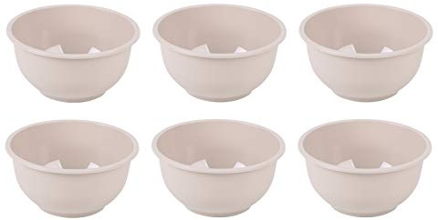 Urban Living Plastic Cereal Bowls Set Of 6 450ml Grey/Taupe/Red Plastic Snack Soup Salad Pasta Dessert Bowls Ideal For Camping Picnic Kids Childrens Plastic Reusable Bowls Set (Taupe)