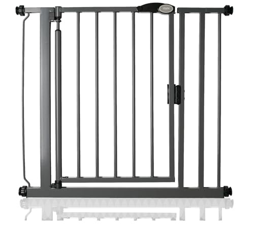 Safetots Pressure Fit Self Closing Stair Gate, 82.2cm - 89.2cm, Slate Grey, Auto Closing Baby Gate, Safety Barrier for Toddler, Easy Installation