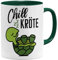 OM3® witzige Tasse mit Spruch - Faule Chill Kröte Schildkröte | Keramik Becher | 11oz 325ml | Beidseitig Bedruckt | Grün