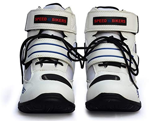 AKAUFENG Stivali da moto, da uomo, corti, impermeabili, con protezioni rigide 39-45, bianco, 39 EU