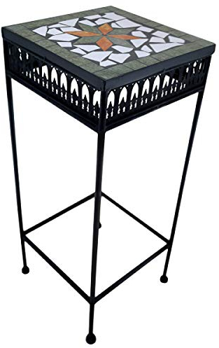 PrimoLiving Metall Blumenhocker/Beistelltisch Mosaik eckig schwarz Gr. L (P-928)