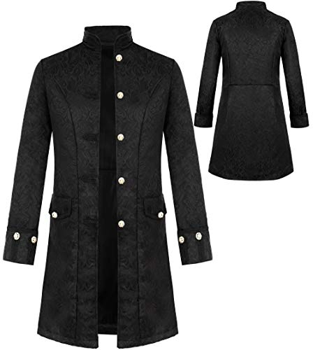 Herren Gothic Steampunk Vintage Tailcoat Jacke Mittelalter Viktorianischen Gehrock Uniform Karneval Fasching Halloween Cosplay Kostüm 008BXL