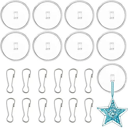 JPGhaha 50Pz Gancio Adesivo per Soffitto 3cm Ganci Adesivi Trasparenti con Forte Adesione per Appendere Decorazioni Luminose Gancio Rotondo Invisibile Adatto a Finestre in Vetro con 50 Mini Ganci