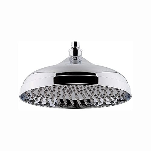 ENKI, R38, cabezal de ducha grande fijo tradicional de 300 mm, latón macizo, cabezal de ducha de repuesto, rosa redonda, mezclador de lluvia, diseño moderno, fácil de limpiar y fácil de instalar