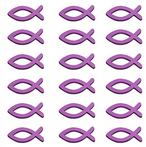 100 Stück Holz Fische Verzierung Konfirmation Fisch Deko Holzfisch Streudeko Junge Mädchen Taufe Tischdeko für DIY Basteln Weihnachten Geburtstag Kommunion Dekorieren, 5cm x 2.1cm