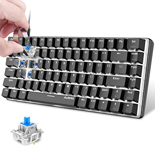 FELiCON x AJAZZ AK33 Tastiera Meccanica da Gioco Hot-Swap Blue Switch 80% Gaming Keyboard con Retroilluminazione LED Bianca USB di Tipo C Cablato QWERTY 82 Tasti Anti-ghosting per PC Laptop Mac-Nero