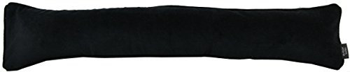 McAlister Textiles Matter Samt | Zugluftstopper mit Füllung | 18cm x 136cm in Schwarz | wachbarer Deko Windstopper Kissen für Fenster, Türen im Designer Plüsch