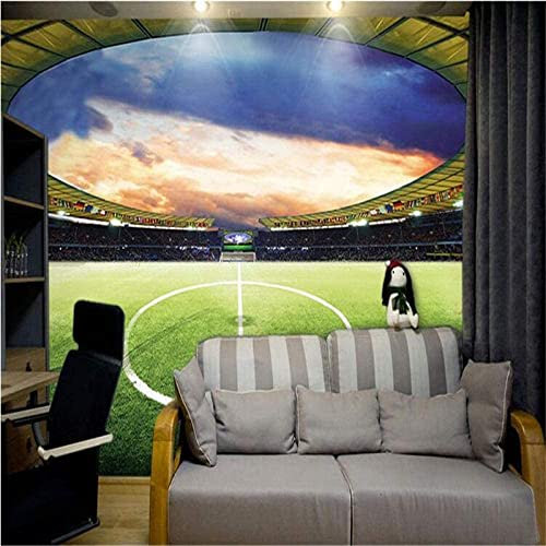 REKKNA Wall Mural Football Field Football | Wallpaper | Wall Art | Mural | Image | Wall Murals | Wallpapers | Mural Wal 3D Wallpaper Living Room The Wall for Bedroom Mural Border- 400 x 280 cm (WxH)