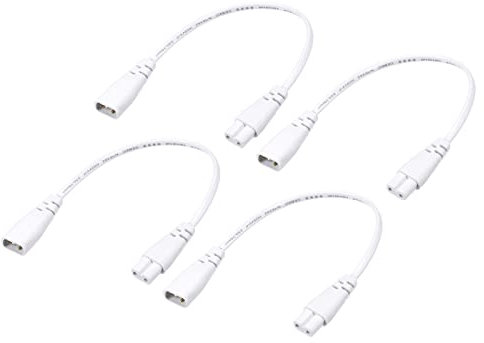 YOKIVE 4 Pcs T5 LED Tube Cable, Male to Female 2 Pin Extension Cord, Plug and Play, Great for Integrated LED Tube Fixture (White, 30cm / 1-Feet)