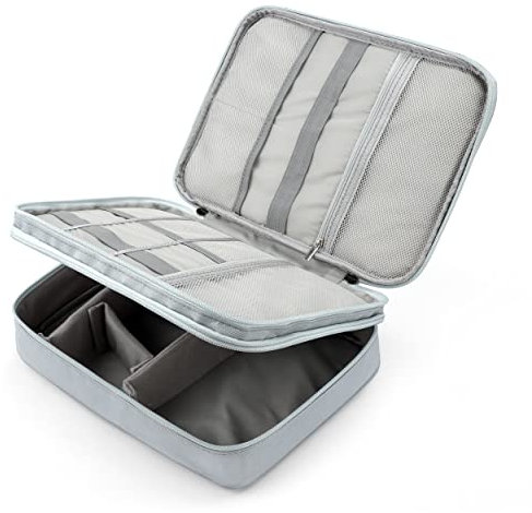 YOOFAN Organizador Cables Viaje - Bolsa Organizadora de Cables con Múltiples Compartimentos, Organizador de Viaje Electrónico Imprescindible para Cable, Cargador, Auriculares, Batería Externa - Gris