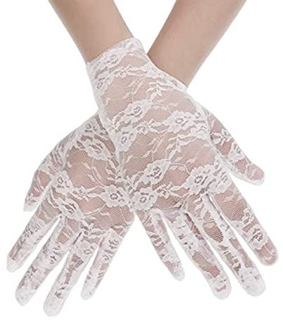 Women Short Elegant Lace Gloves, Ladies Floral Lace Gloves Vintage Opera Gloves 1930s Gloves for Women Ladies and Girls Evening Wedding Tea Party Prom Cosplay