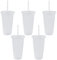TSLBW 5 Pcs Reusable Plastic Cup Drinkware Tumblers Acrylic Cups with Lids and Straws Bulk Iced Cold Water Coffee Travel Mug Party Tumbler, 710ml Transparent, (bg143)
