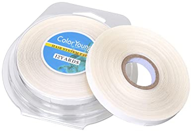 coloryoung Klebeband für Haarverlängerungen, doppelseitig, 0,8 cm x 12 m, Weiß