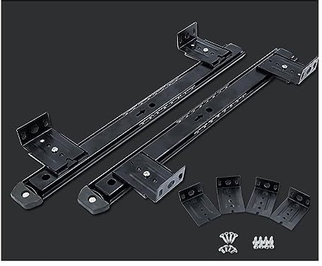 ElicNa schwerlastauszug 1200mm Teleskopschienen for Tastaturauszug Schubladenauszüge Hängend Kugelauszug Schubladenschienen Höhenverstellbare (Color : Schwarz, Size : 360mm/14inch)