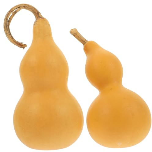HOMSFOU 2pcs Natural Gourd Natural Wu Chinese Pumpkin Fengshui Chinese Wu Good Luck Wooden Gourds Dried Wine Bottle DIY Crafts Photography Props (9-14CM)