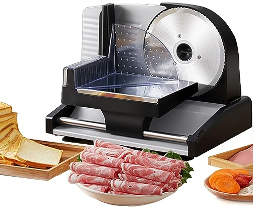 Oiyekntd Electric Meat Slicer Machine 200W for Home Use, 1-15mm Thickness Adjustment, Deli Food Bread Slicer for Meat, Cheese, Bread