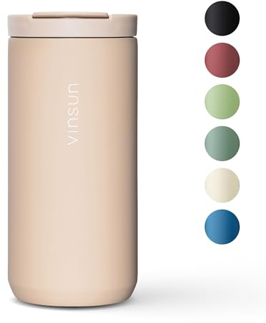 VINSUN Taza Termo Cafe para llevar 380ml - Vaso Termico Acero Inoxidable - Prueba de Fugas, sin BPA, Frío y Caliente - Taza Termica con Tapo para Coche, Viaje, Oficina